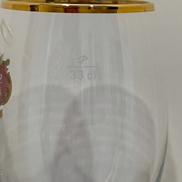 Stella Artois Original Belgium Gold Rimmed Beer Glass Chalice 33CL Set Of 2 - Picture 5 of 6